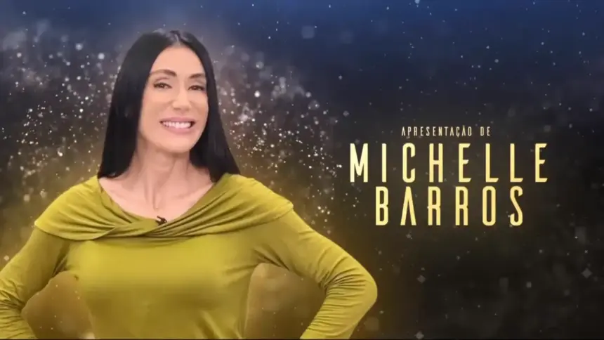 Michelle Barros em chama da transmissão do Miss Universo