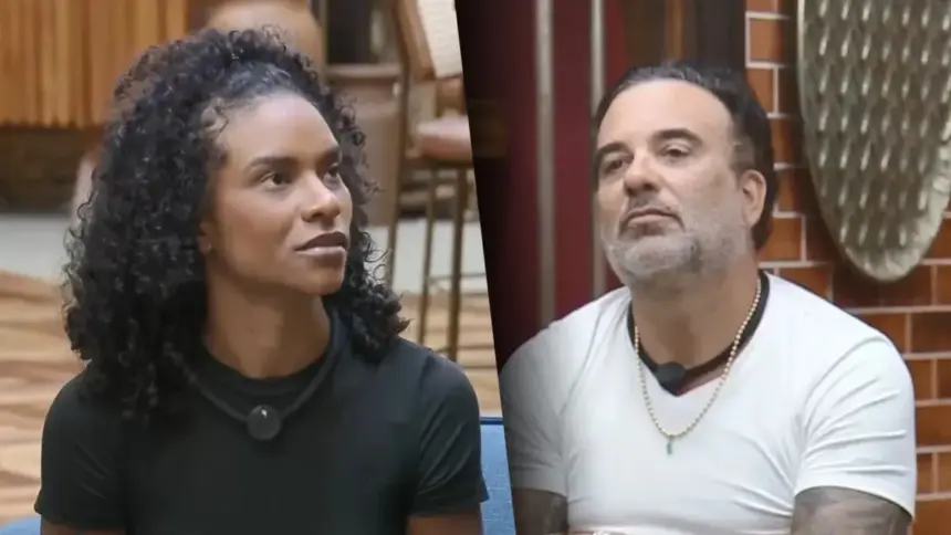 Kathy divide tela com Fabiano em montagem da enquete de A Fazenda 17