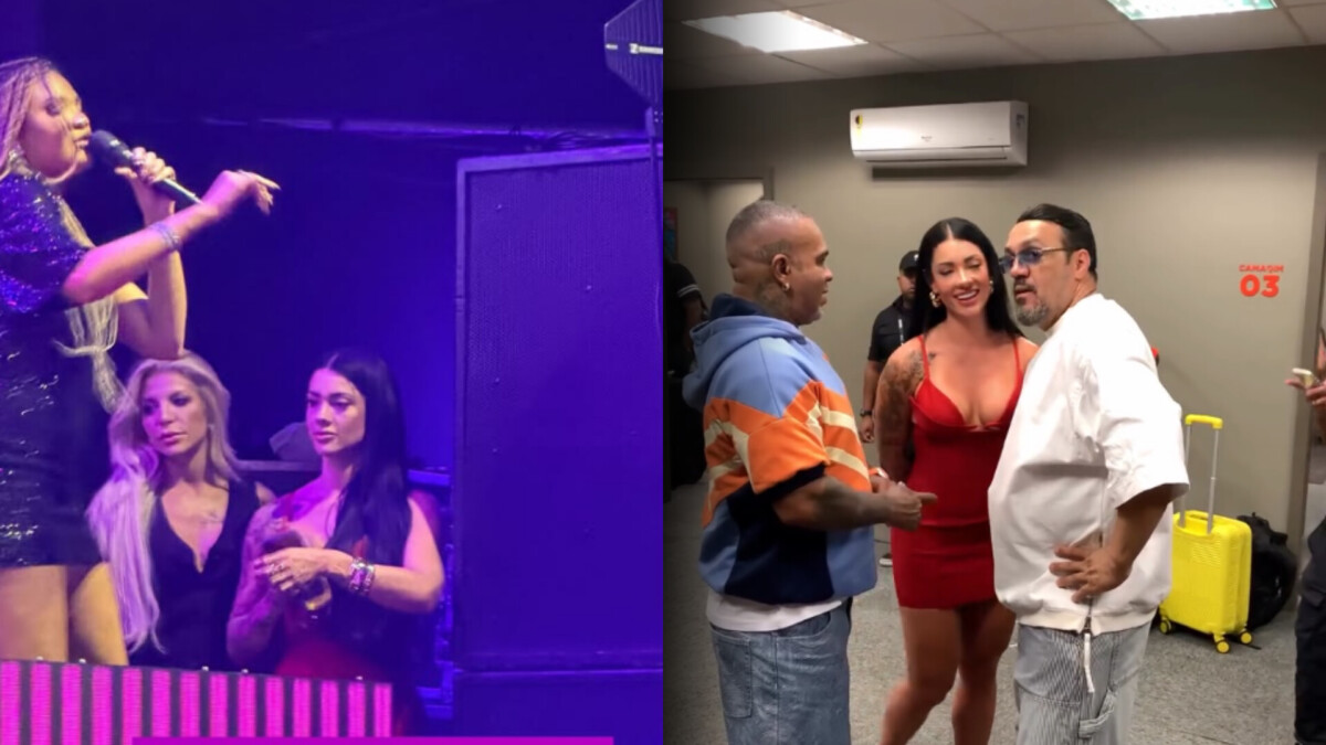 Rayane ao lado do palco curtindo show de Belo e depois nos bastidores junto com Rodriguinho e o amado