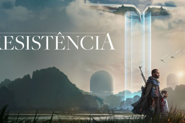 Capa do filme Resistência com um feixe de luz vindo do céu sobre o protagonista