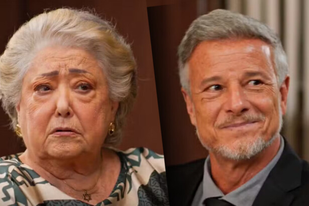 Rosa desorientada ao lado de Jaques em cena de Dona de Mim