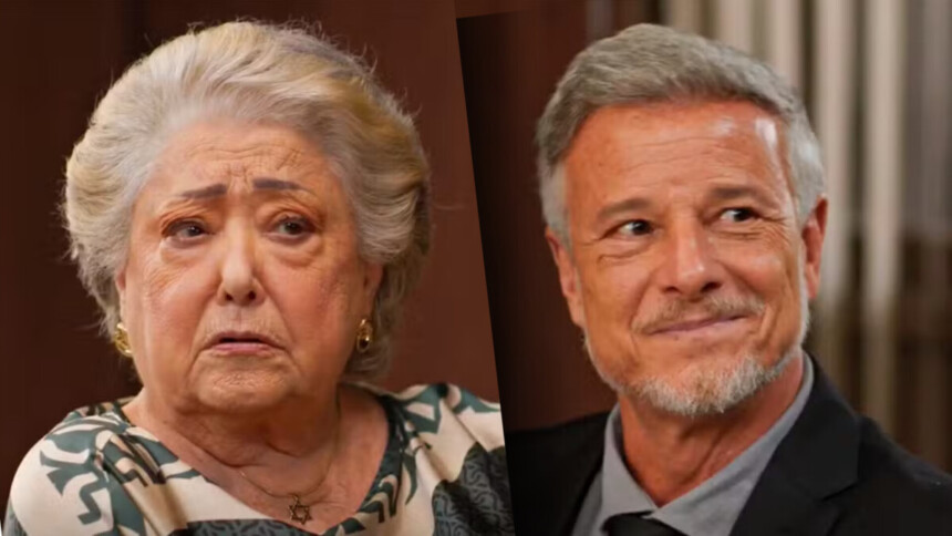 Rosa desorientada ao lado de Jaques em cena de Dona de Mim