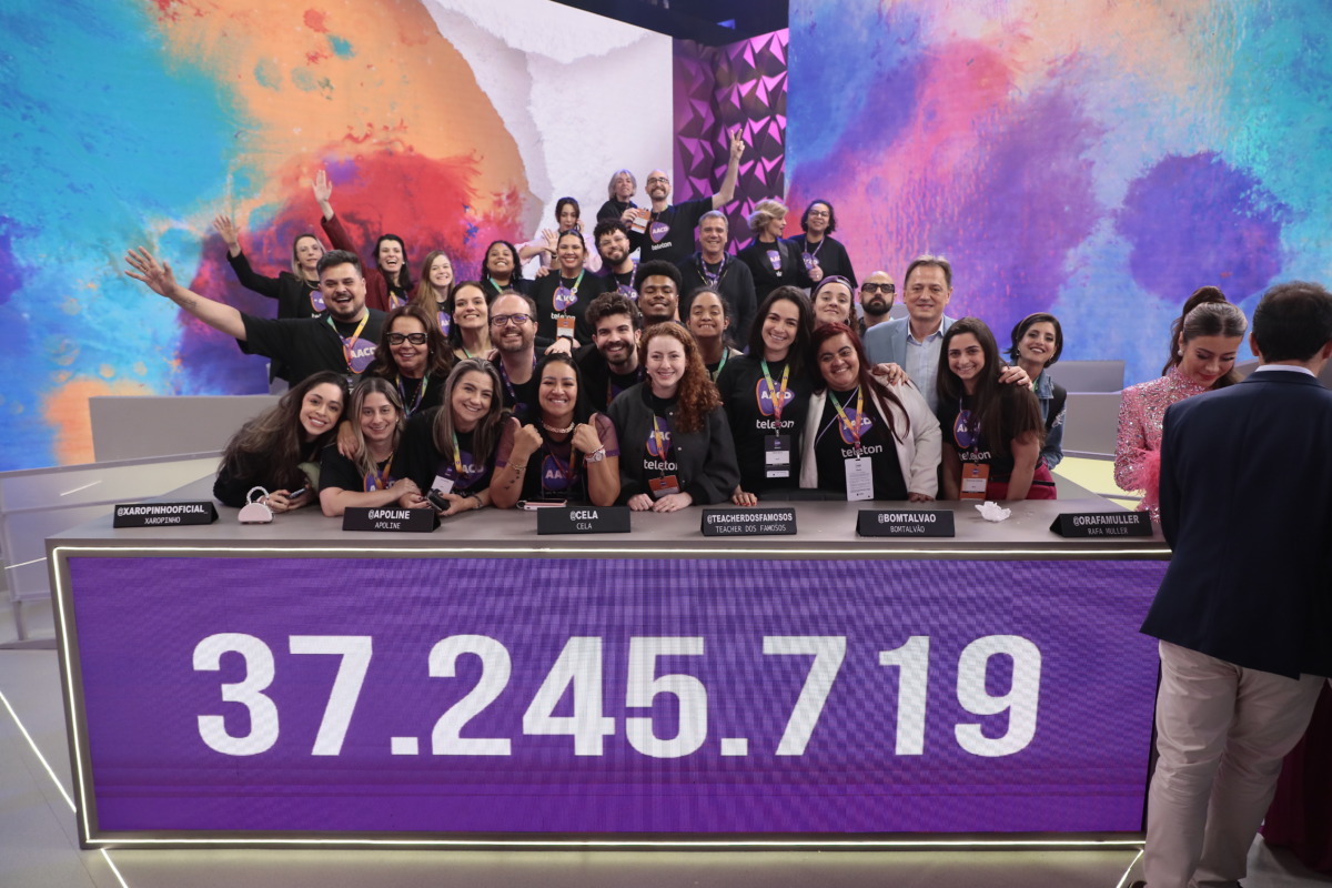 Painel de arrecadações do Teleton apontando o valor de R$ 37 milhões