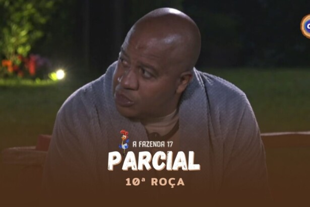 Toninho na arte de parcial da 10ª Roça em A Fazenda