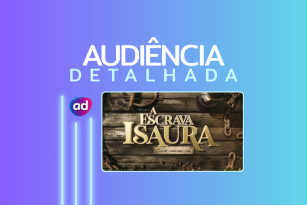 Logo da novela A Escrava Isaura na arte de audiência detalhada