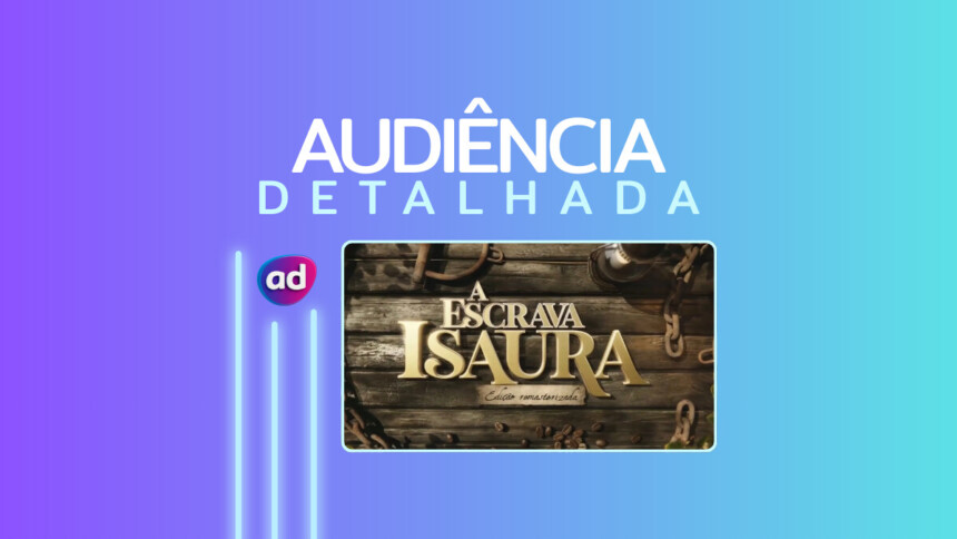 Logo da novela A Escrava Isaura na arte de audiência detalhada