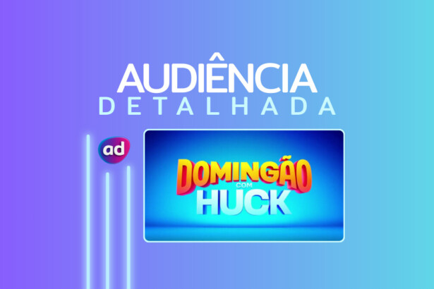 Logo do Domingão com Huck na arte de divulgação de audiência detalhada do programa