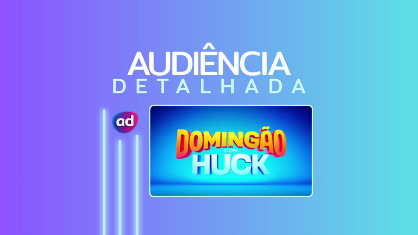 Logo do Domingão com Huck na arte de divulgação de audiência detalhada do programa