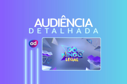 Logo do programa Domingo Legal na arte de audiência detalhada