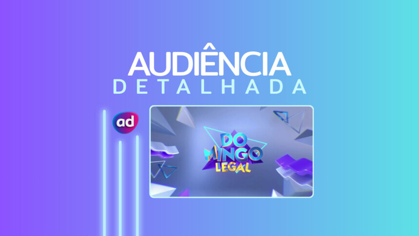 Logo do programa Domingo Legal na arte de audiência detalhada