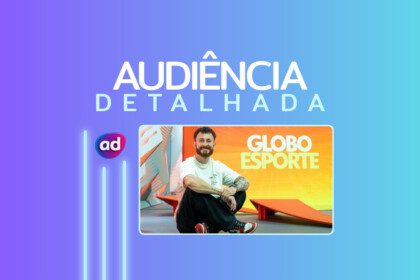Fred Bruno no estúdio do Globo Esporte na arte da audiência detalhada