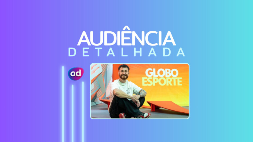 Fred Bruno no estúdio do Globo Esporte na arte da audiência detalhada