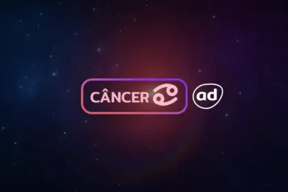 Arte com o logo do signo de Câncer para o Horóscopo do dia