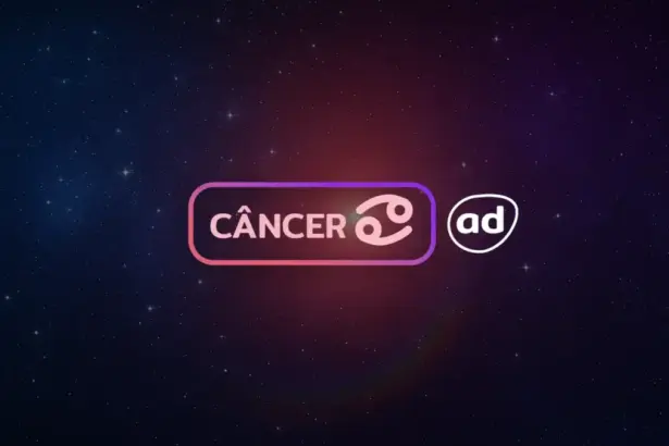 Arte com o logo do signo de Câncer para o Horóscopo do dia