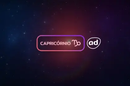 Arte com o logo do signo de Capricórnio para o Horóscopo do dia