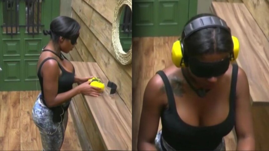 Carol Lekker, de fone e venda nos olhos ao ser expulsa de A Fazenda