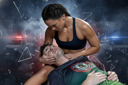 Bárbara olha para Davi desacordado em cena final de Dona de Mim