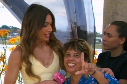 Patricia Poeta entrevistando mulher que se diz candidata ao BBB 26