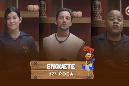 Duda, Mesquita e Toninho no canto da sala pedindo votos para continuar em A Fazenda 17