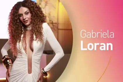 Gabriela Loran de vestido branco na arte do Encontro com Patrícia Poeta