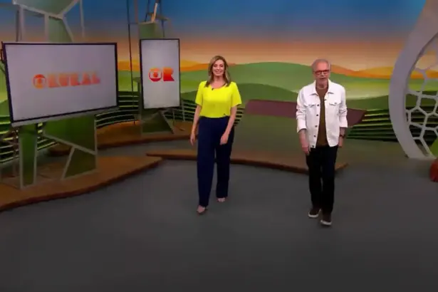 Cristina Vieira e Nélson Araújo caminham lado a lado na abertura do Globo Rural