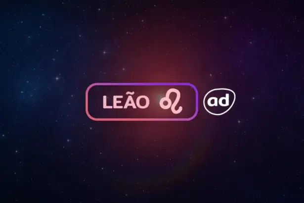 Arte com o logo do signo de Leão para o Horóscopo do dia