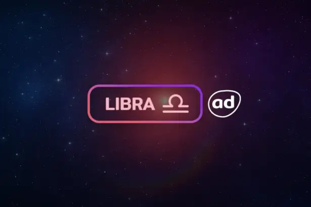 Arte com o logo do signo de Libra para o Horóscopo do dia