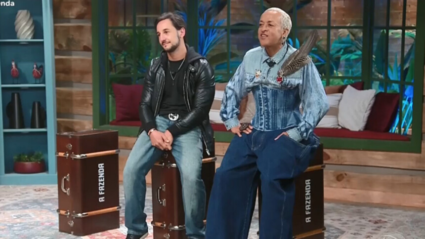 Mesquita e Walério em trecho da Noite de Eliminação em A Fazenda