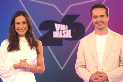 Nadja Haddad e Igor Faria juntos na arte de divulgação do Vira Brasil 2026 no SBT