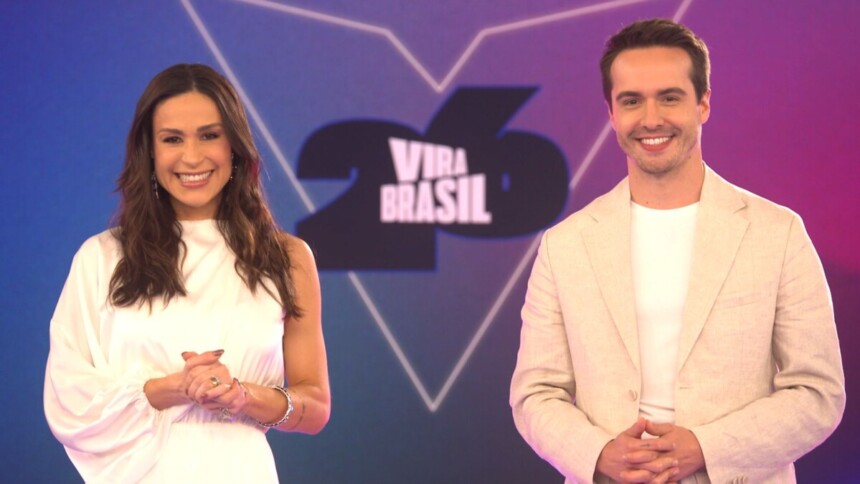 Nadja Haddad e Igor Faria juntos na arte de divulgação do Vira Brasil 2026 no SBT