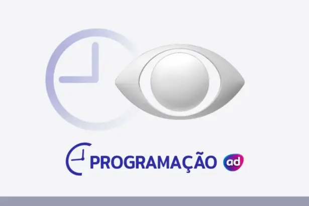 O logo da Band ao lado de um ícone de relógio, com o título "Programação" em cinza na parte inferior.