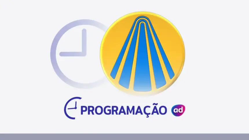 O logo da TV Aparecida ao lado de um ícone de relógio, com o título "Programação" em cinza na parte inferior.