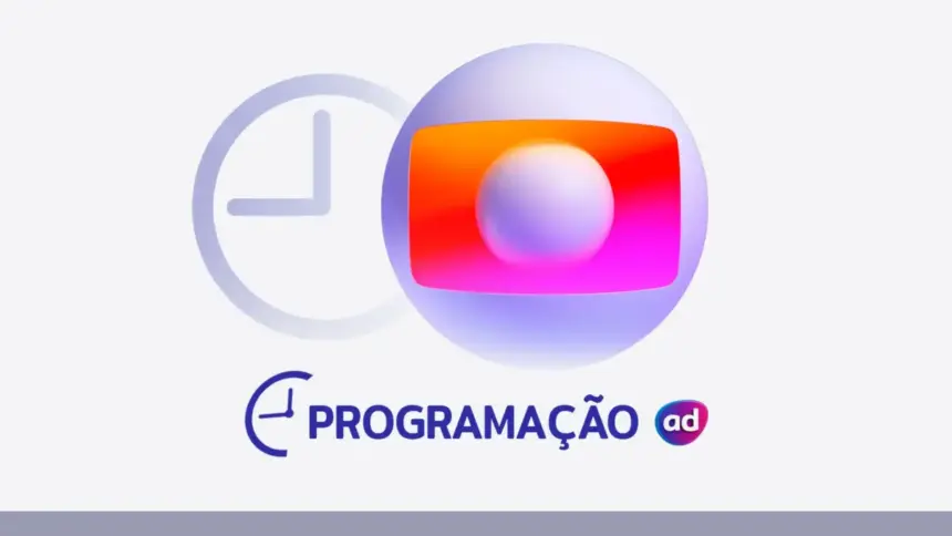 O logo da TV Globo ao lado de um ícone de relógio, com o título "Programação" em cinza na parte inferior.