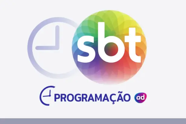Logo do SBT ao lado de um ícone de relógio, com o título "Programação" em cinza na parte inferior.