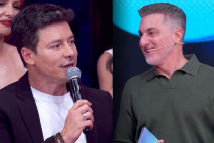 Rodrigo Faro e Luciano Huck em uma montagem no Domingão