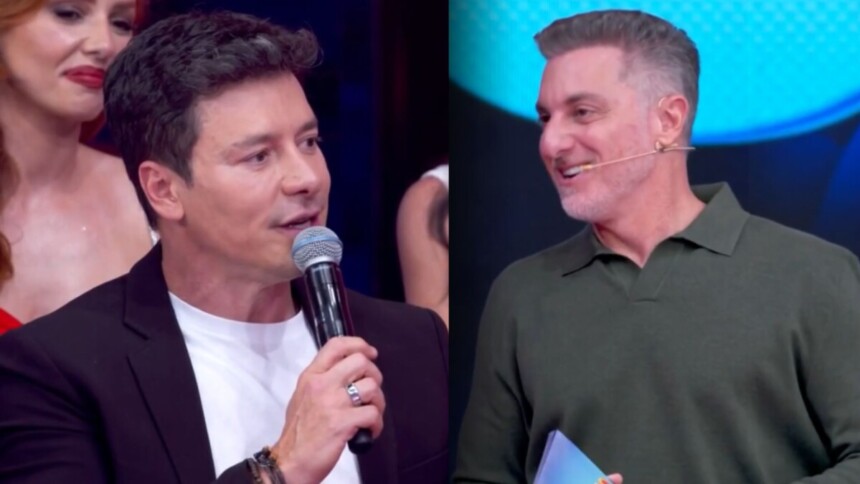 Rodrigo Faro e Luciano Huck em uma montagem no Domingão