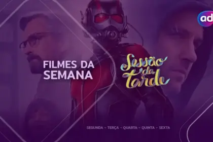 Poster do filme Homem Formiga na arte de divulgação dos filmes da semana 22 a 27 de dezembro na Sessão da Tarde