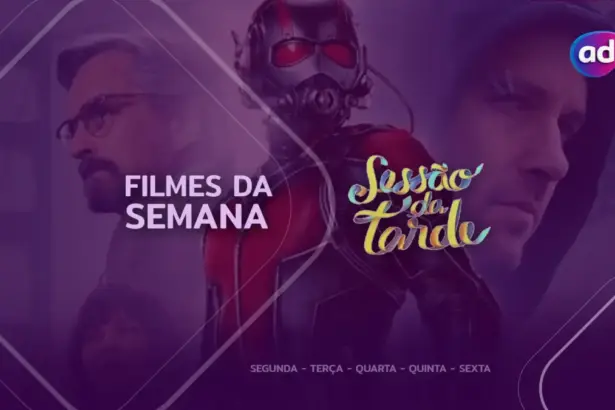 Poster do filme Homem Formiga na arte de divulgação dos filmes da semana 22 a 27 de dezembro na Sessão da Tarde