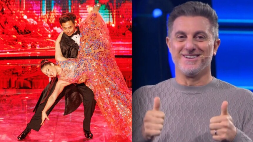 Silvero Pereira e Thais Sousa na Dança dos Famosos em montagem com Luciano Huck
