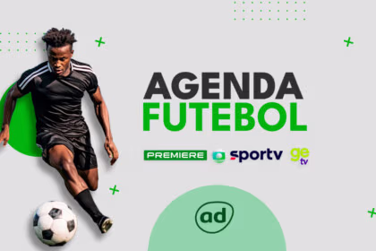 Arte da programação de futebol ao vivo dos canais Globo, com a Agenda do Futebol
