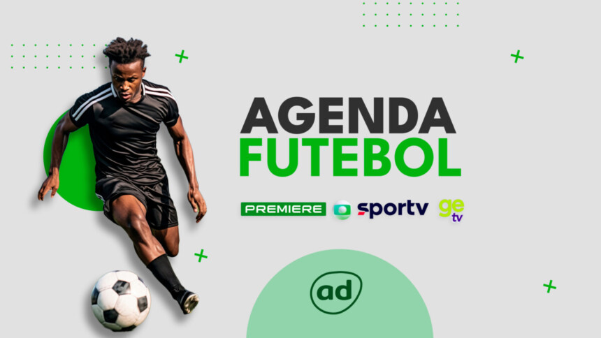 Arte da programação de futebol ao vivo dos canais Globo, com a Agenda do Futebol