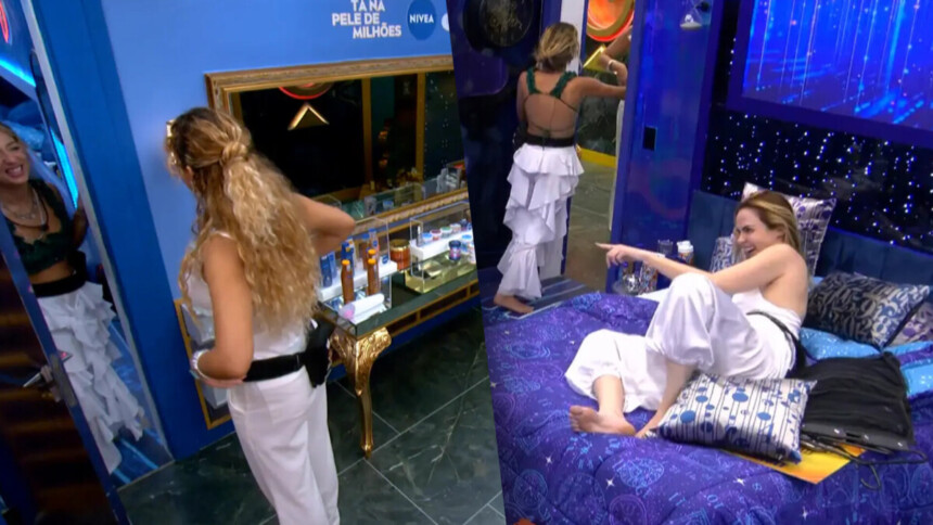 Samira abre a porta e dar de cara com Sarah Andrade escutando conversa no corredor do BBB 26