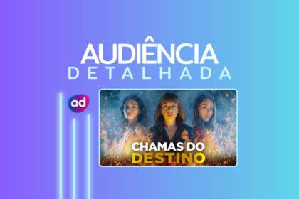 Logo da novela Chamas do Destino na arte de audiência detalhada