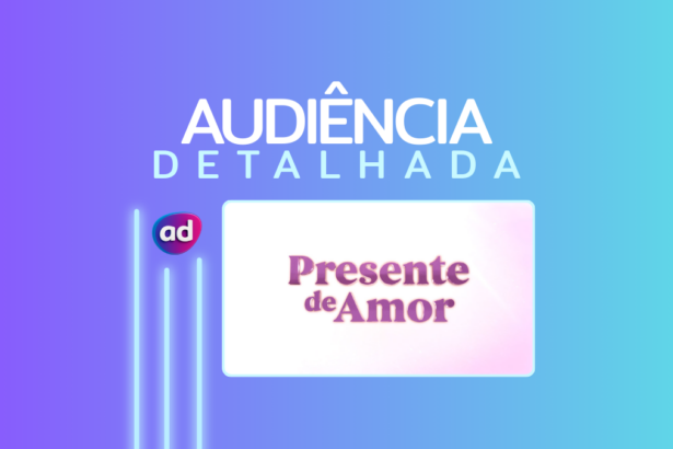 Logo da novela Presente de Amor na arte de audiência detalhada