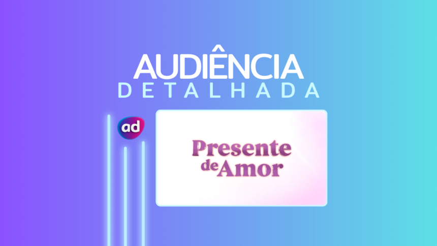 Logo da novela Presente de Amor na arte de audiência detalhada
