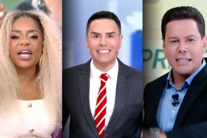 Cariúcha, Luiz Bacci e Marcão do Povo apresentando programas no SBT