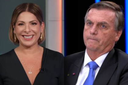 Daniela Lima e Bolsonaro em uma montagem