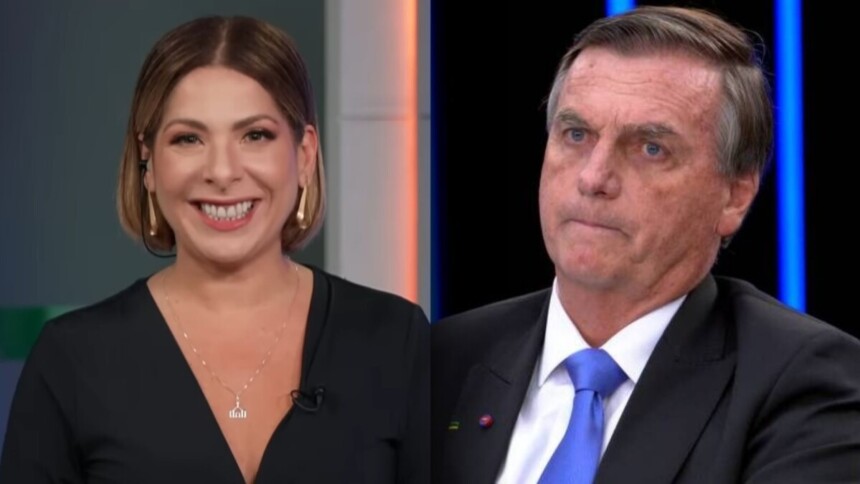 Daniela Lima e Bolsonaro em uma montagem