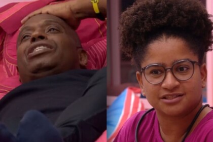 Edilson e Milena em uma montagem no BBB 26