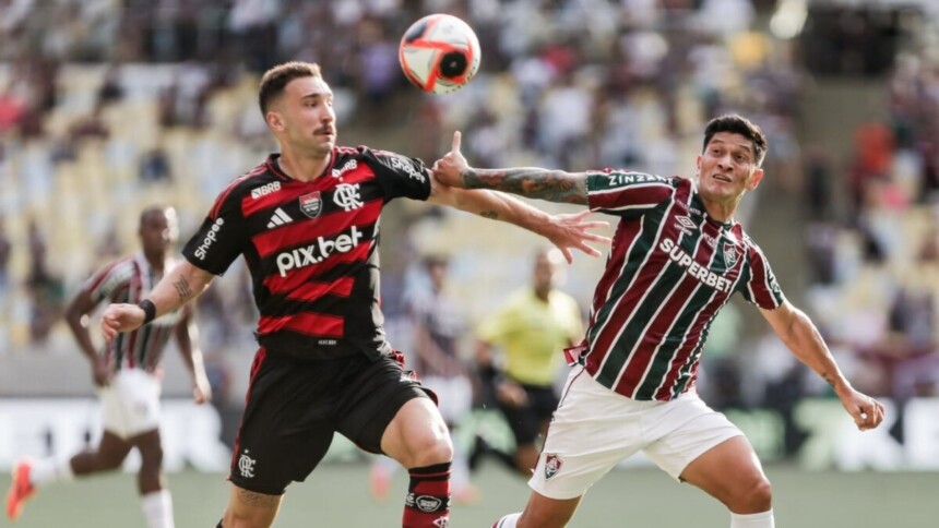Jogadores de Flamengo e Fluminense na final do Carioca 2025